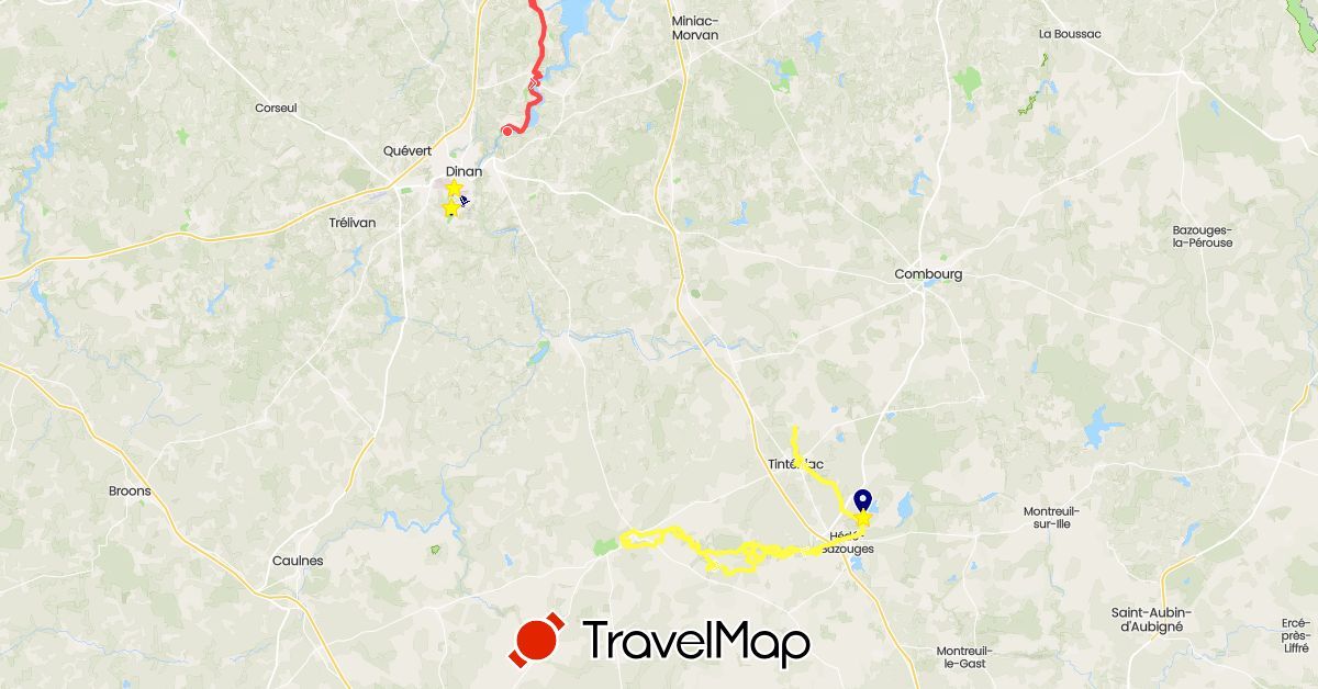 TravelMap itinerary: driving, cycling, hiking, 2022, vélo in France (Europe)